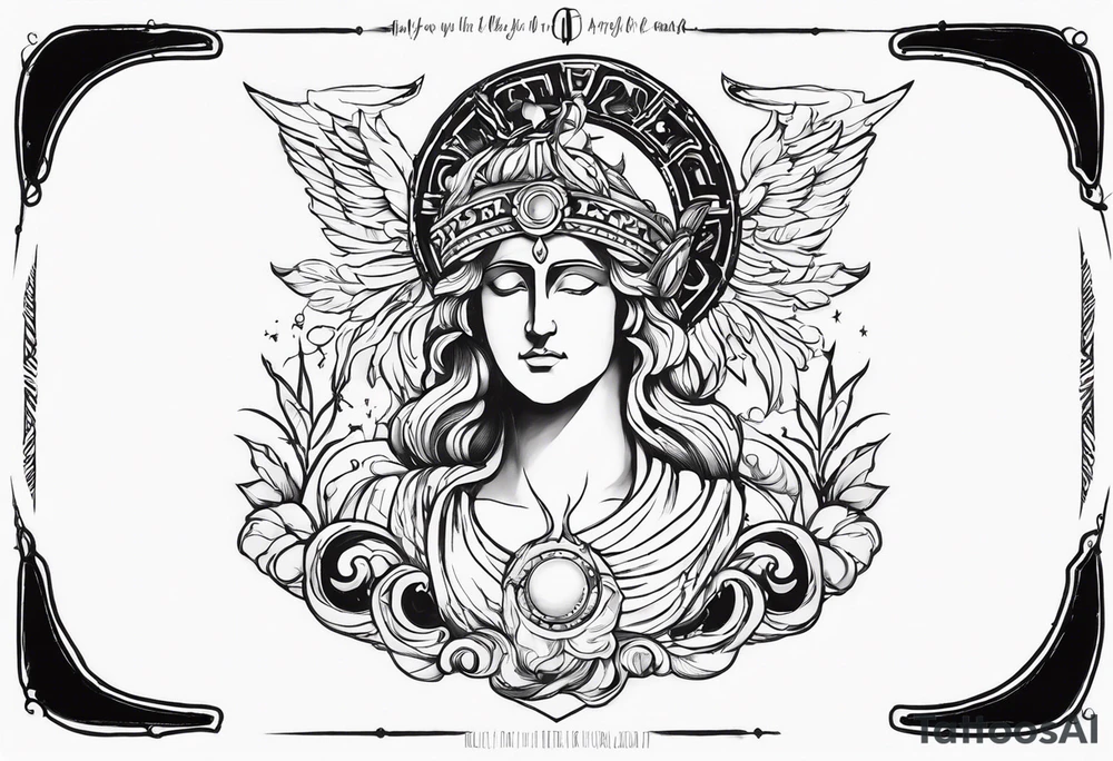 symbols of the greek god apollo with the quote “they’ll remember you for the light you gave off, not the way you burned in spite of it. I promise you that.” tattoo idea