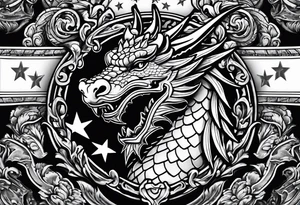 Welsh dragon holding a shield of a TEXAS star tattoo idea