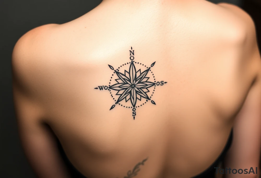 Floral compass tattoo idea