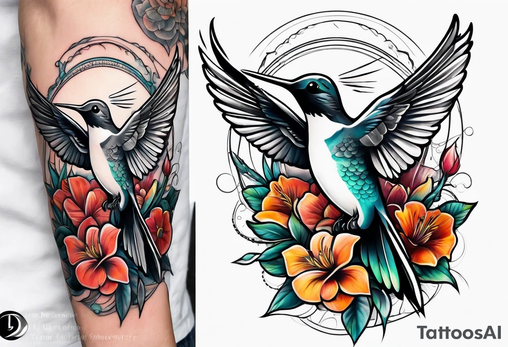 lighthouse hummingbird tattoo idea