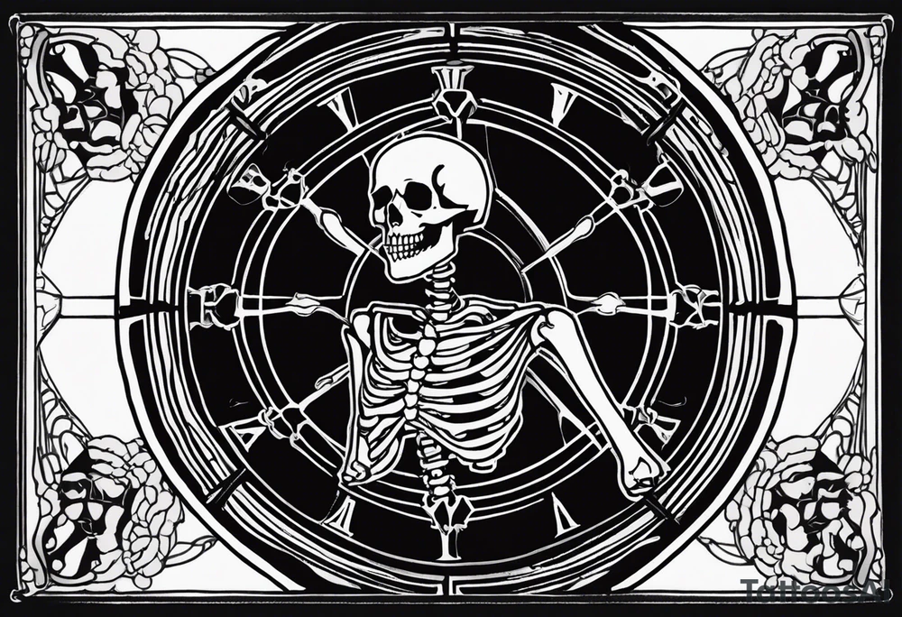 wheel of fate tarot card with a female skeleton tattoo idea