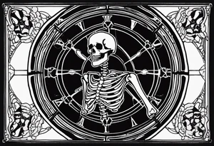 wheel of fate tarot card with a female skeleton tattoo idea