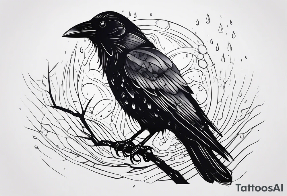 a dead raven in the rain tattoo idea