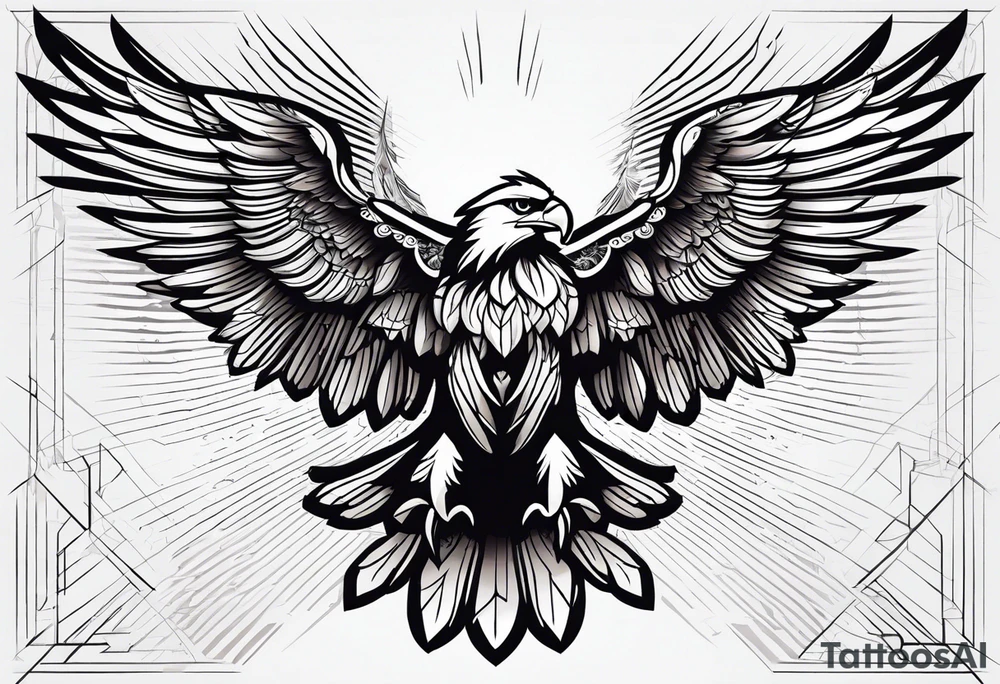 eagle full body fly vector tattoo idea