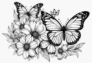 floral design with butterflies tattoo idea