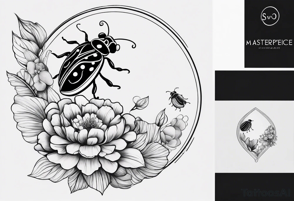 very minimalist thin lining very minimal tattoo with combination of a ladybug, the letter ‘s’, a jellyfish and a swing tattoo idea