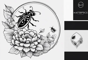 very minimalist thin lining very minimal tattoo with combination of a ladybug, the letter ‘s’, a jellyfish and a swing tattoo idea