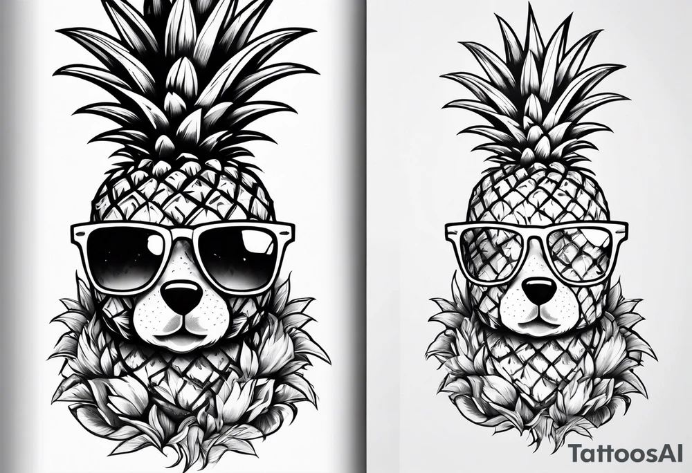 Cute pineapple bear tattoo idea