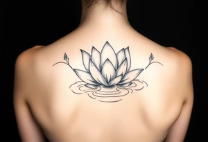 serene lotus flower emerging from sacred waters with ripples tattoo idea