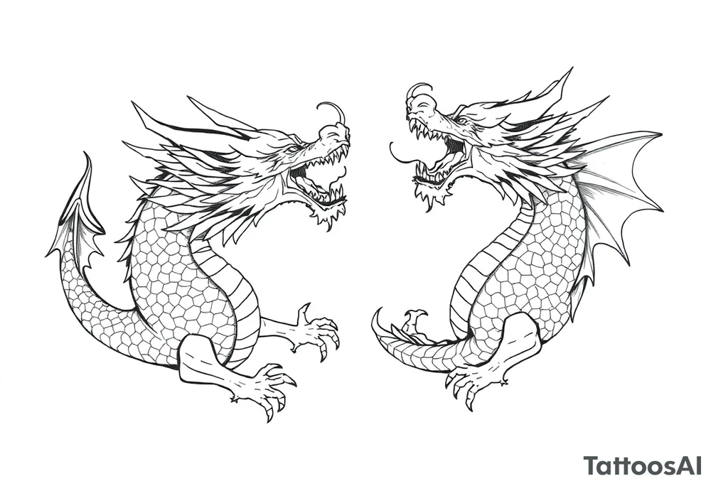 roaring dragons tattoo idea