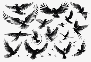 light rays with birds flying free tattoo idea