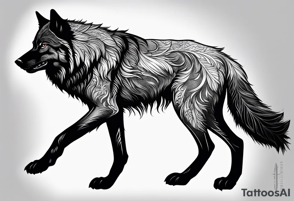 black wolf tattoo idea