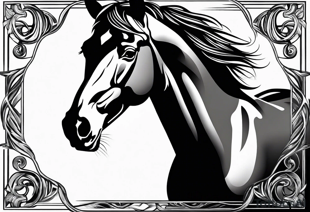 Horse portrait no shading tattoo idea