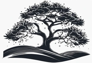 small minimalistic soft tree motif no border tattoo idea