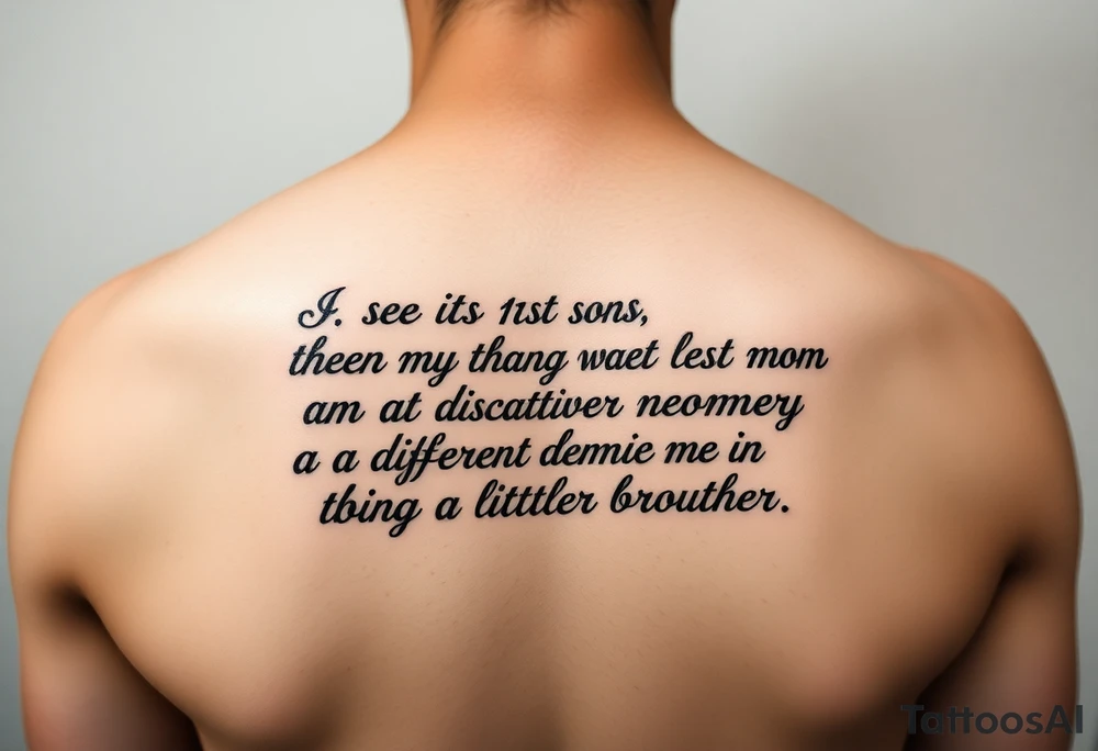 Quote about 1st sons death changing mom to be a different mother to his little brother tattoo idea