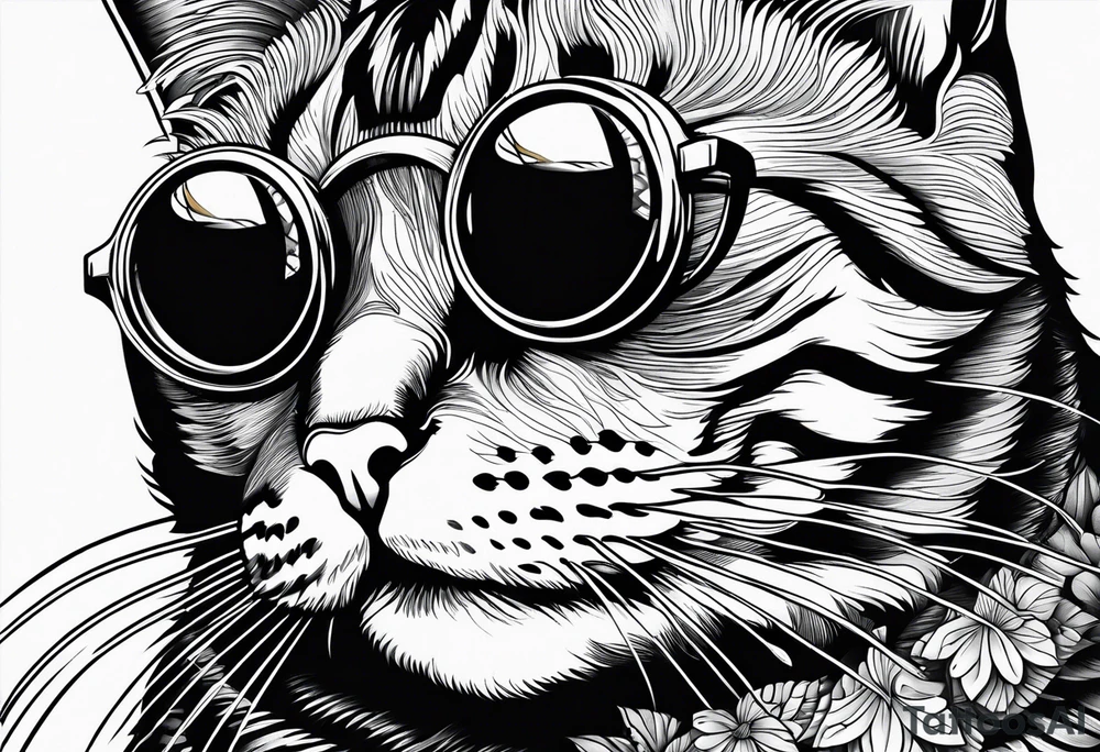 Fancy cat with monocle tattoo idea