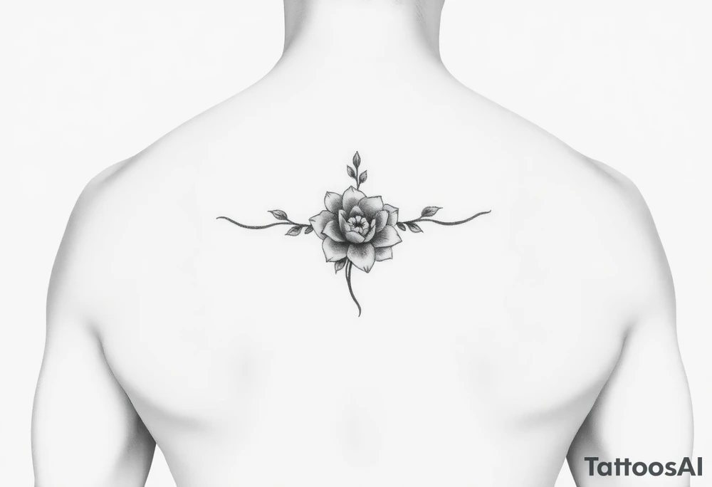 Make something similar to this. It should be a small, unique floral design. Use soft shading. tattoo idea