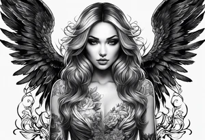 Girlfriend fallen angel burning suffering tattoo idea