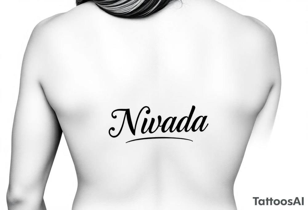 a woman's waist with the word "Nwada" written on her waist tattoo idea
