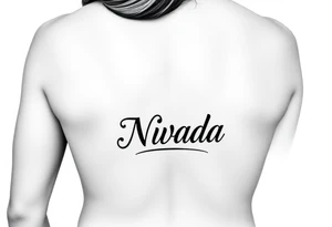 a woman's waist with the word "Nwada" written on her waist tattoo idea