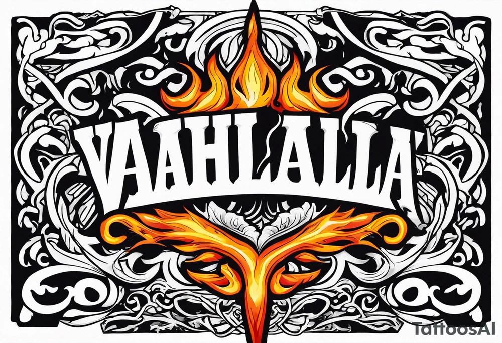 valhalla sword  funeral on fire tattoo idea