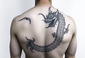 Traditional Japanese dragon full back tattoo idea