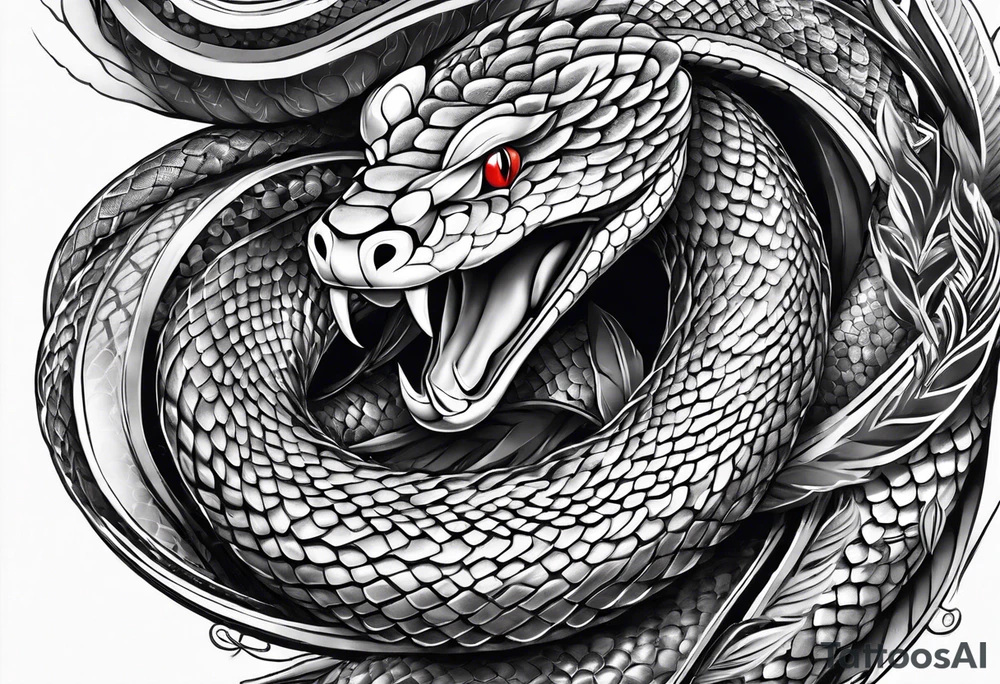 snake wrapped around a dagger tattoo idea