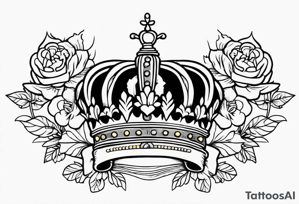 crown
old school vintage simple traditional design with vintage flowers surrounding
bold color simple tattoo idea