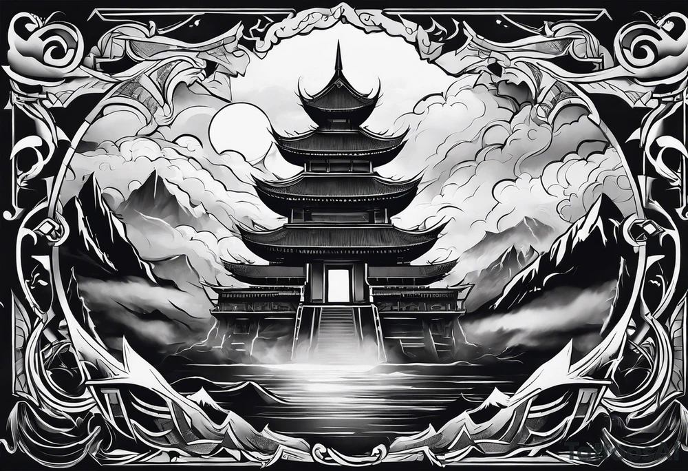 Valhalla mist fog lightning tattoo idea