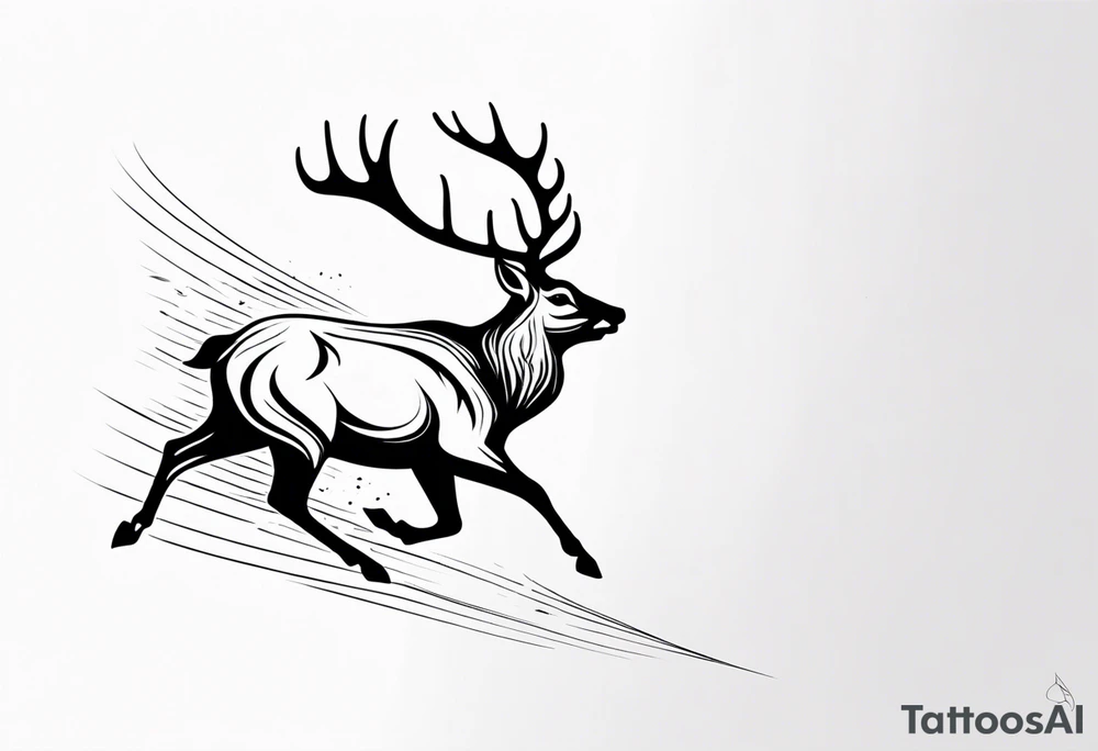 Deer running down tattoo idea