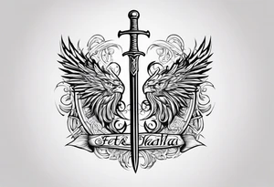 sword Valhalla feath prayer tattoo idea