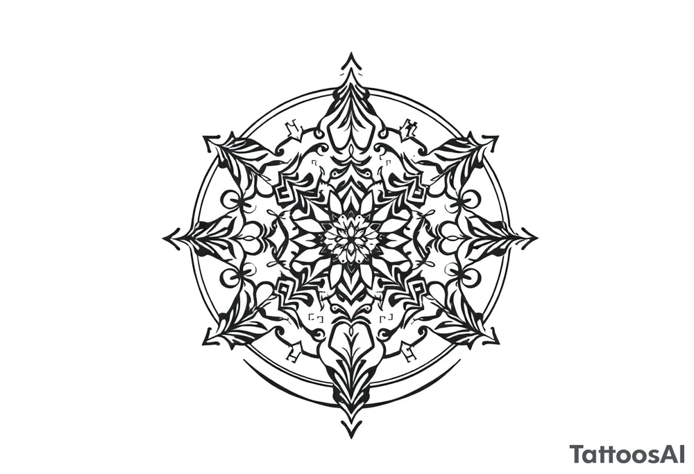 mytical shaman and witch ancient ornament with runes tattoo idea