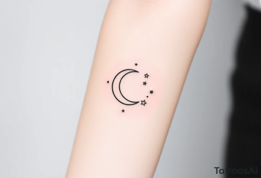 Moon and stars tattoo idea