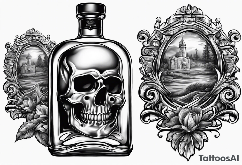 bottle of bourbon with no logo or words on it tattoo idea