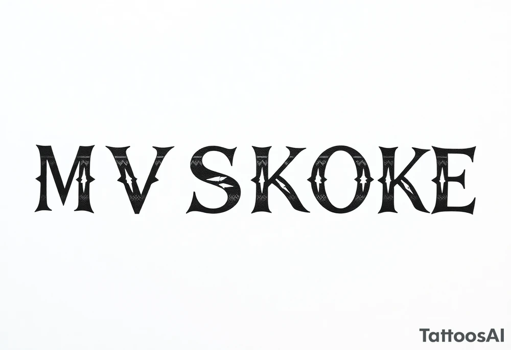 The word “MVSKOKE” shaded with Native American print tattoo idea