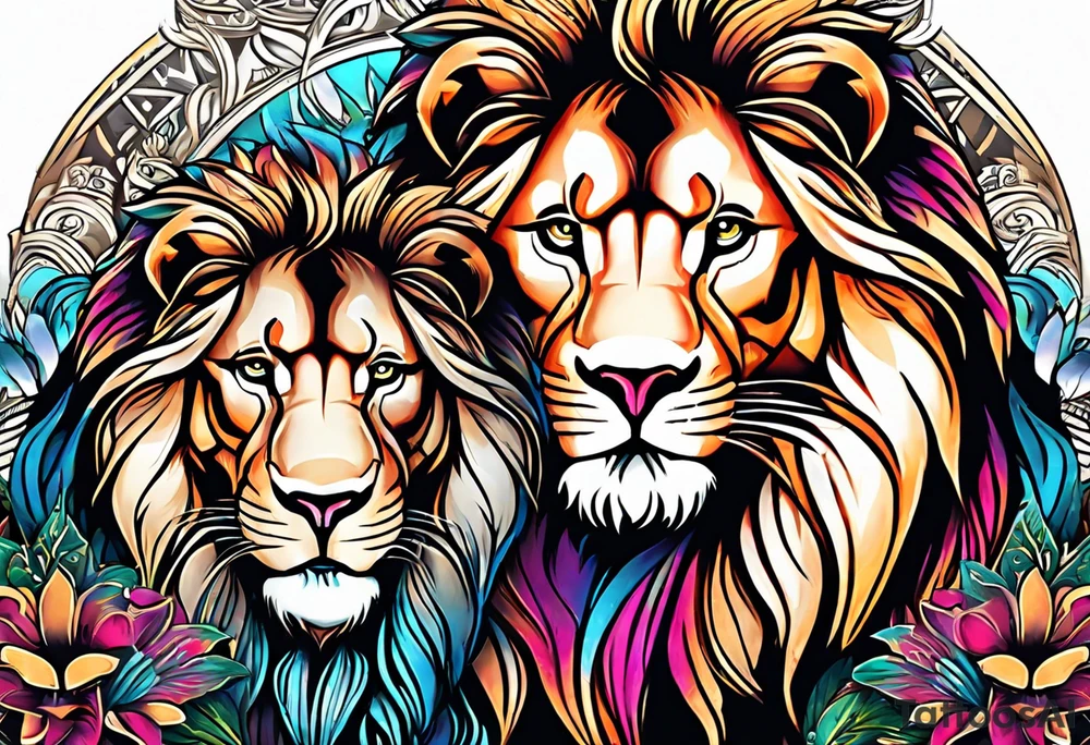 Male and Female. Lions. Power and love. One protecting the other tattoo idea