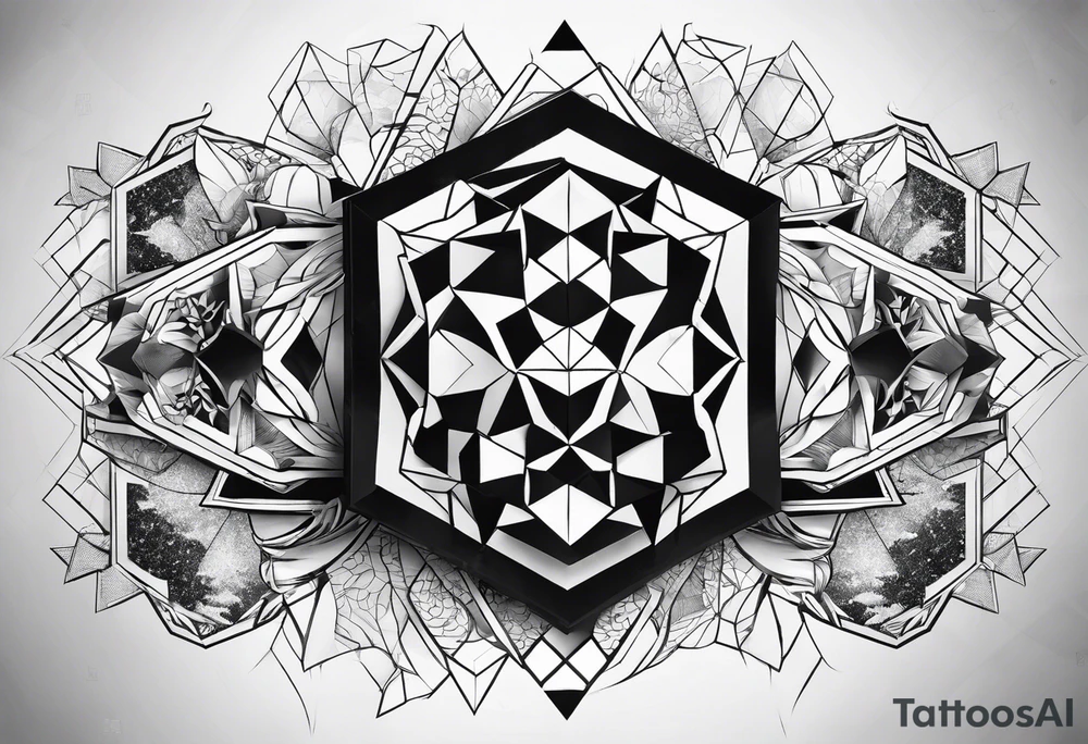 black hexagon power tattoo idea