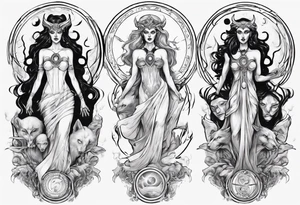 The High Priestesses. Hecate, Artemis and Selene morphing into one body. tattoo idea