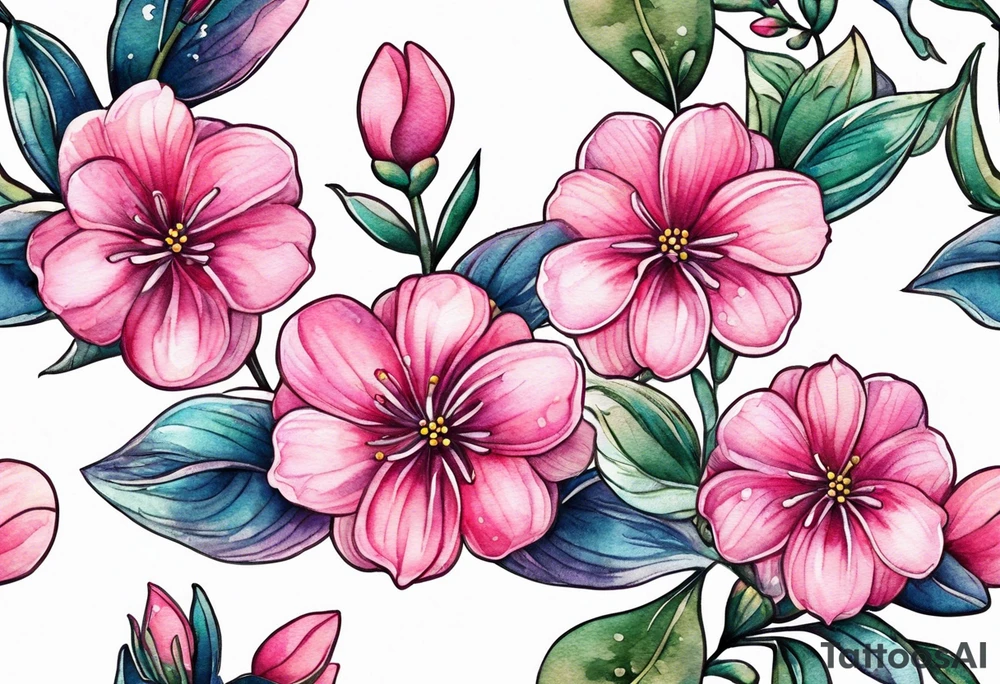 Small Pink flowers with decorative dott pattern and libra tattoo idea