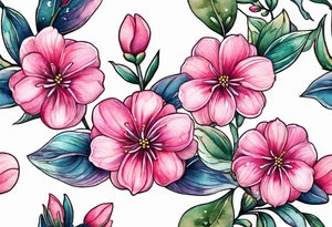 Small Pink flowers with decorative dott pattern and libra tattoo idea