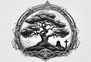 Tree with tombstone tattoo idea