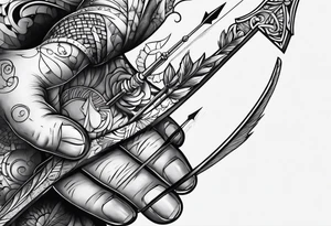 human hand punctured by an arrow tattoo idea