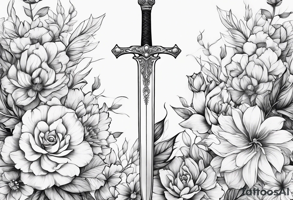 sword
sword true flower
fine line
gentle
thin lines
floral design tattoo idea