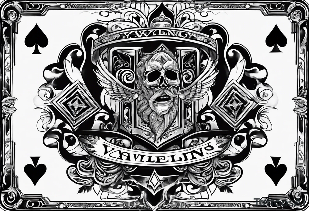 Full house of playing cards tattoo idea