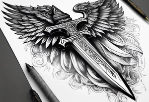 Sword with angel wing tattoo idea