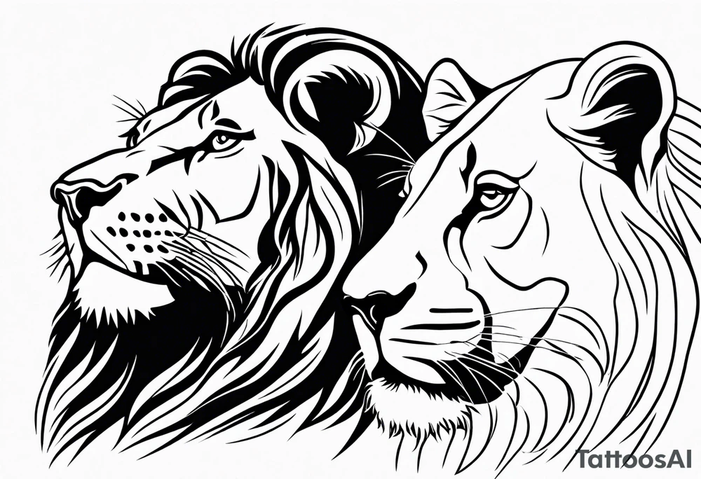 lion and lioness tattoo idea