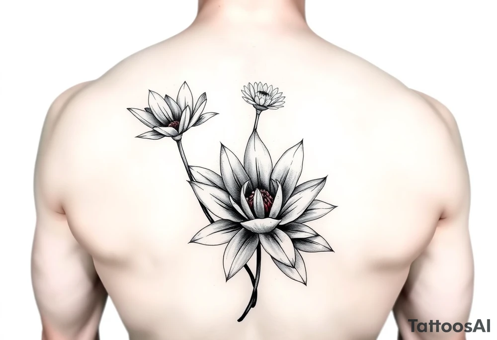 Water lily and daisy watercolor tattoo idea