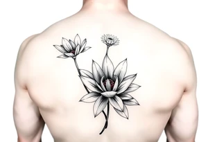 Water lily and daisy watercolor tattoo idea