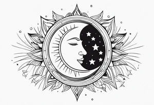 Stars, moon, sun tattoo idea