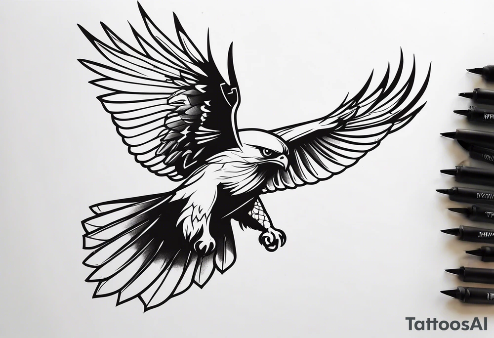 hawk diving tattoo idea